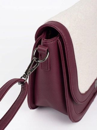 Bordowa torebka listonoszka z futerkiem typu baranek one size - zdjęcie 2