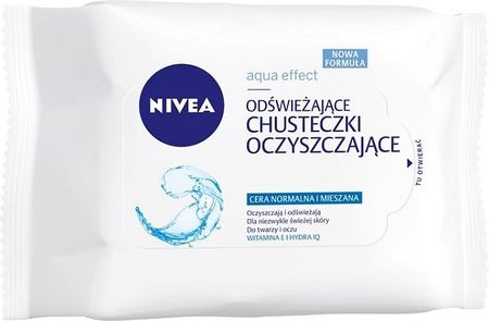 Nivea, Aqua Effect, chusteczki oczyszczające do cery normalnej i mieszanej, 25 szt.