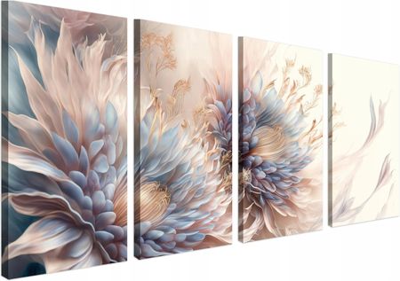 Obraz czteroczęściowy na ścianę do salonu sypialni pastelowe kwiaty 60x120 1783996601