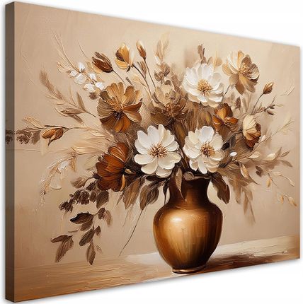 Obraz do salonu na ścianę nowoczesny Bukiet Kwiatów w Wazonie w Sepii 90x60 1784280948