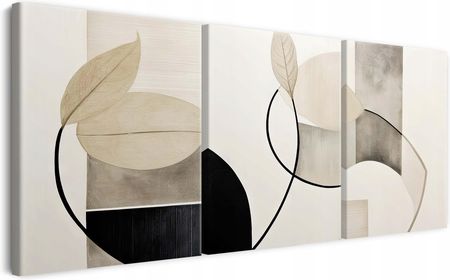 Obraz na płótnie tryptyk na ścianę do salonu beżowe liście geometria 60x120 1784014775