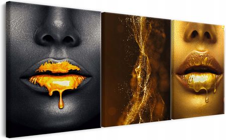 Obraz na ścianę obraz na płótnie zestaw glamour kobieta usta złoto 60x120 1784295479