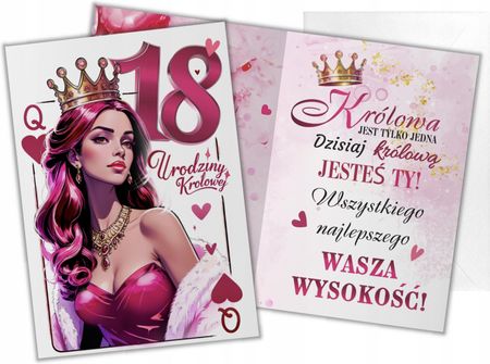 Kartka karnet z życzeniami urodzinowymi na 18 Lat Urodziny dla kobiety dama 1783854844