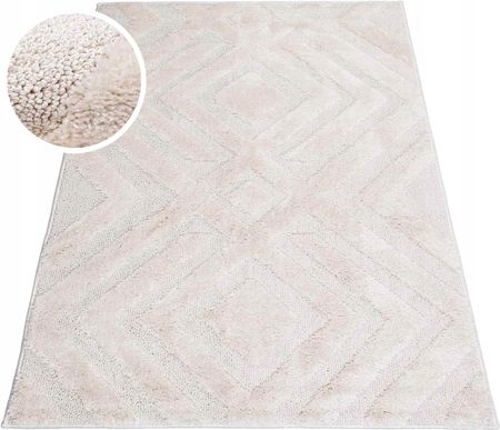 Dywan Pisa 3D 160x230 romby geometryczny ivory kremowy w stylu boho loftowy 1783960046
