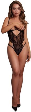 Koronkowy body Le Désir od Shots z fiszbinami i otwartymi miseczkami w kolorze czarnym Dostępny w rozmiarach od XS do XL