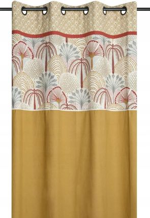 Zasłona gotowa Aswan 140x260 cm miodowa rośliny na przelotki kółka Boho 1784886326