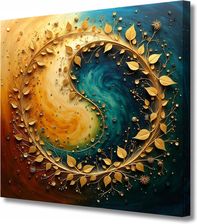 Obraz Na Płótnie Do Medytacji Yin & Yang Złoty Balans Boho 40x40 cm 1784891740