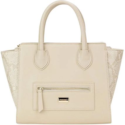 MONNARI Zgrabna beżowa torebka damska shopper bag Rączki + pasek