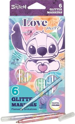Rebel Flamastry Brokatowe Disney Fashion Stitch Pastel 6 Kolorów