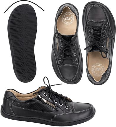 BAREFOOT Damskie minimalistyczne półbuty skórzane OLIVIER 770 czarne