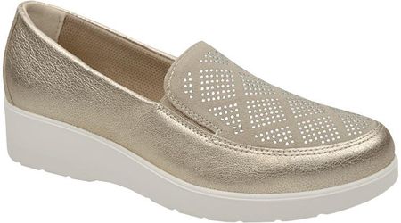 Włoskie Półbuty Mokasyny IMAC 555450 51332/013 Platinum/Beige H Platynowe wsuwane Extra Wide