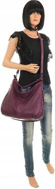 The Grace bags Włoska Torebka Listonoszka Worek na Ramię LH2555 Purple - zdjęcie 2