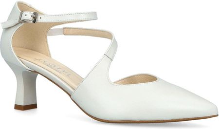 Ślubne buty na niskim obcasie - KOTYL 5441 ECRU PERŁOWE