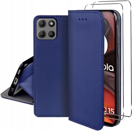 Motorola Moto G15 / G15 Power Hülle – PU Leder Flip Case Mit Kartenfach, Magnetverschluss, Standfuß, Stoßfest, Blau