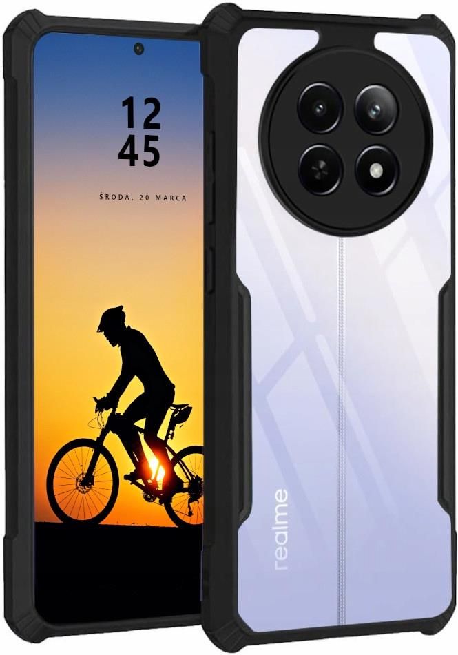 RankOne La Custodia del Telefono è Adatta per Realme 12 5G / Realme 12X 5G ( 6.72 Inches), Case per Cellulare in Silicone con Telaio Galvanico - Nero