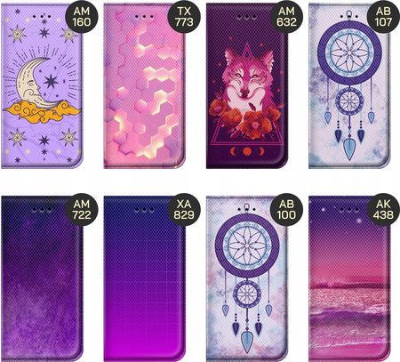 Hello Case Etui Z Klapką Do Vivo Y72 5G Fioletowe Fiolet Kształty Futerał - zdjęcie 4