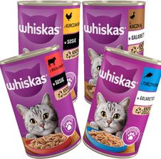 Whiskas Adult Mokra Karma Dla Dorosłych Kotów Kurczak Wołowina Tuńczyk Kaczka 24X400G