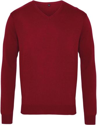 Premier Sweter Męski Z Dzianiny Dekoltem V Brązowe