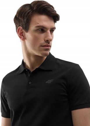 Koszulka 4F Polówka Polo Męska Koszulka Z Kołnierzykiem Czarna TSM367 r. XL