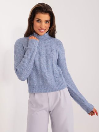 Ciemnoniebieski dzianinowy sweter z półgolfem MAYFLIES - zdjęcie 2