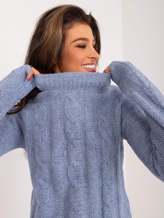 Ciemnoniebieski dzianinowy sweter z półgolfem MAYFLIES - zdjęcie 2