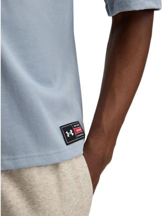 Męski t-shirt z nadrukiem Under Armour UA Heavyweight Varsity Oversized - niebieska - zdjęcie 2