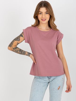 Brudnoróżowy t-shirt basic z krótkim rękawem Revolution - zdjęcie 2