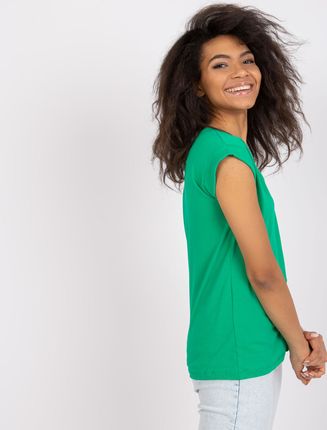 Zielony t-shirt basic Atlanta RUE PARIS - zdjęcie 2