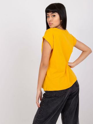 Jasnopomarańczowy t-shirt basic Atlanta RUE PARIS - zdjęcie 2