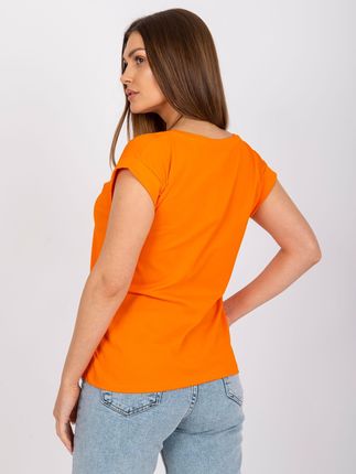 Pomarańczowy t-shirt basic Atlanta RUE PARIS - zdjęcie 2
