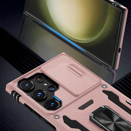 Etui Do Samsung S24 Ultra Różowy Pancerne Z Podstawką Osłona Rose Gold - zdjęcie 4