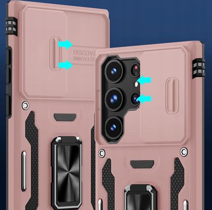 Etui Do Samsung S24 Ultra Różowy Pancerne Z Podstawką Osłona Rose Gold - zdjęcie 3