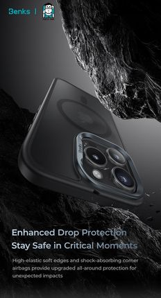 Benks Etui Magnetic Mist Metal Frame Do Iphone 16 Czarny - zdjęcie 3