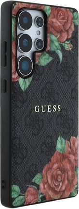 Etui Guess Leather 4G Flowers Print Metal Classic Logo Magsafe Samsung Galaxy S25 Ultra Czarny - zdjęcie 2
