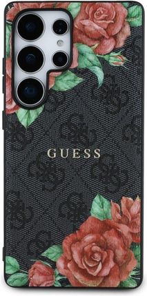 Etui Guess Leather 4G Flowers Print Metal Classic Logo Magsafe Samsung Galaxy S25 Ultra Czarny - zdjęcie 4