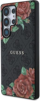 Etui Guess Leather 4G Flowers Print Metal Classic Logo Magsafe Samsung Galaxy S25 Ultra Czarny - zdjęcie 5