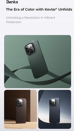 Benks Etui Magnetic Armor Tint Kevlar 1000D Do Iphone 16 Plus Niebieski - zdjęcie 4