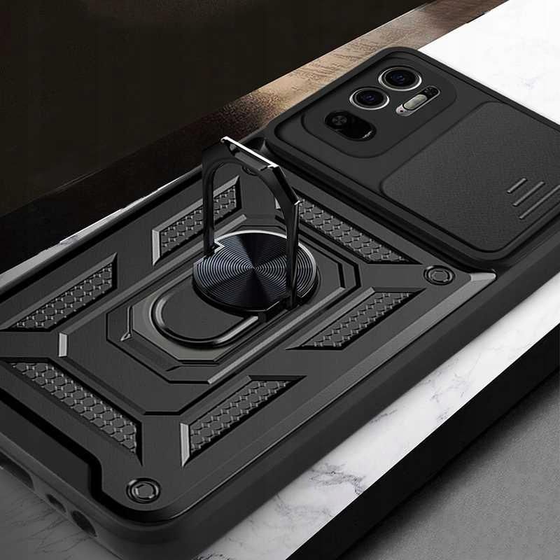 EASSGU Custodia Armor Per Redmi Note 10 5G / Poco M3 Pro 5G | Antiurto Con Cavalletto, Silicone E PC, Nero - 5