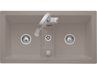Villeroy&Boch Metric Art 90 MONROE 679302FV Doppelbecken Keramikspüle Exzent+2HL