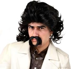 Zdjęcie Partydeco Peruka Długie Włosy I Wąsy Czarna - Maków Podhalański