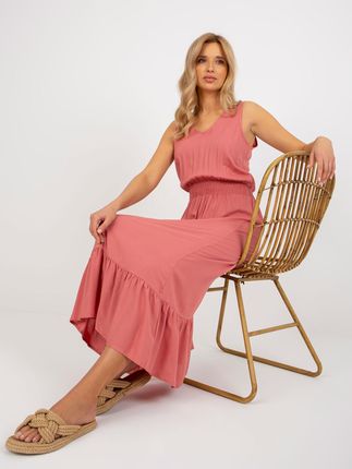Ciemnoróżowa maxi sukienka z falbaną bez rękawów FRESH MADE