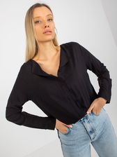 Czarna wiskozowa bluzka koszulowa z dekoltem V SUBLEVEL - zdjęcie 1