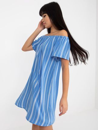 Niebieska letnia sukienka hiszpanka w paski FRESH MADE