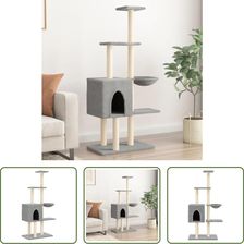The Living Store Drapak Z Sizalowymi Słupkami Do Drapania Jasnoszary 145Cm 1780857665