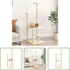 The Living Store Drapak Z Sizalowymi Słupkami Do Drapania Kremowy 136Cm 1780858858