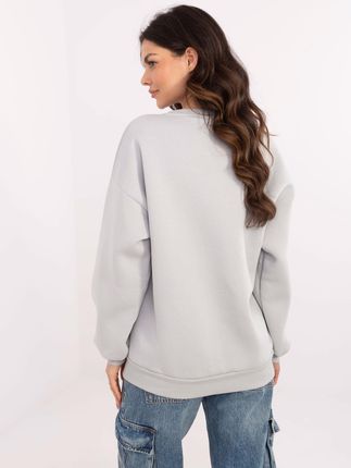 Jasnoszara damska bluza oversize bez kaptura - zdjęcie 2
