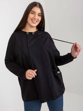 Czarna gładka bluza basic plus size z troczkami - zdjęcie 1