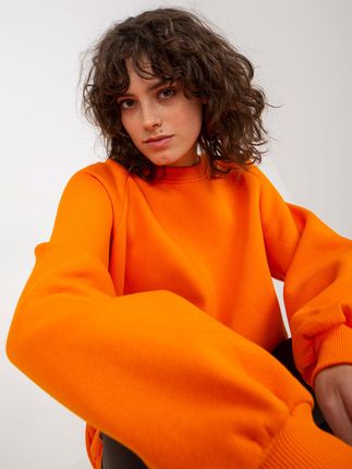 Pomarańczowa dresowa bluza basic o kroju oversize - zdjęcie 2