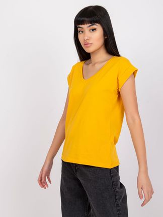 Jasnopomarańczowy t-shirt basic Atlanta RUE PARIS - zdjęcie 2