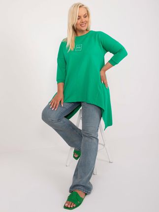 Zielona asymetryczna bluzka plus size z okrągłym dekoltem